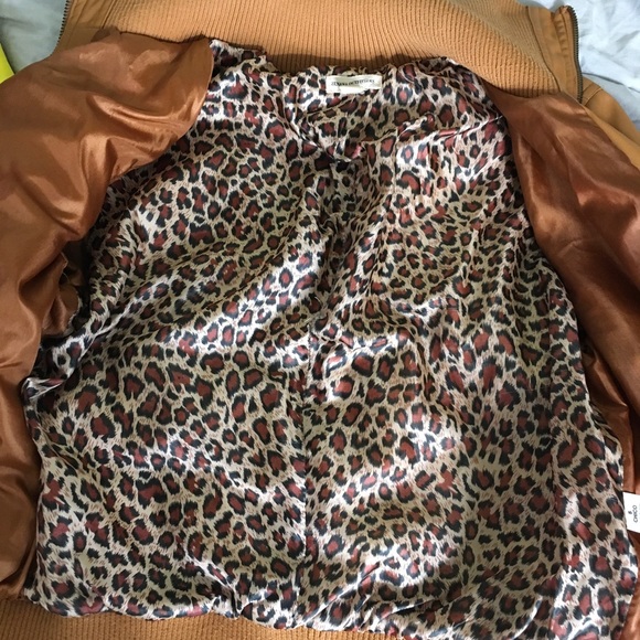 Zenana Tan PUb Leather Jacket Leopard Line… - Picture 4 of 8